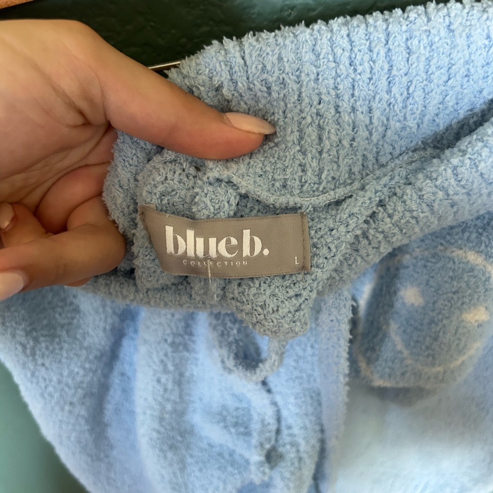 2 piece fuzzy pj set. Never worn. Blue Collection Light Blue Cozy Sweater